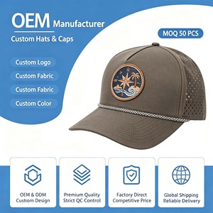 Casquette Snapback 6 Panneaux de Haute Qualité avec Corde, Non Structurée, Imperméable, pour l'Extérieur, en Popeline - Product Image 1