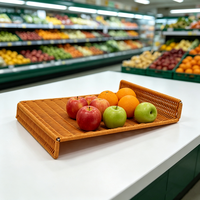 Rechthoekige PP Rattan Geweven Mand Voedselveilige Waterdichte Afwaterbare Fruit- en Broodpresentatiebak Presentatiestandaard Commercieel Restaurant