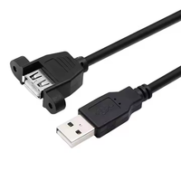 Câble d'extension USB 2.0 de 1 m avec verrouillage par vis, montage sur panneau, type A mâle vers type A femelle