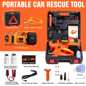 للبيع بالجملة طقم سيارة هيدروليكية كهربائية أوتوماتيكية 12 فولت 5 طن مع نافخة بإضاءة ليد ومفتاح ربط تأثير أداة إصلاح رفع السيارة - Product Image 2