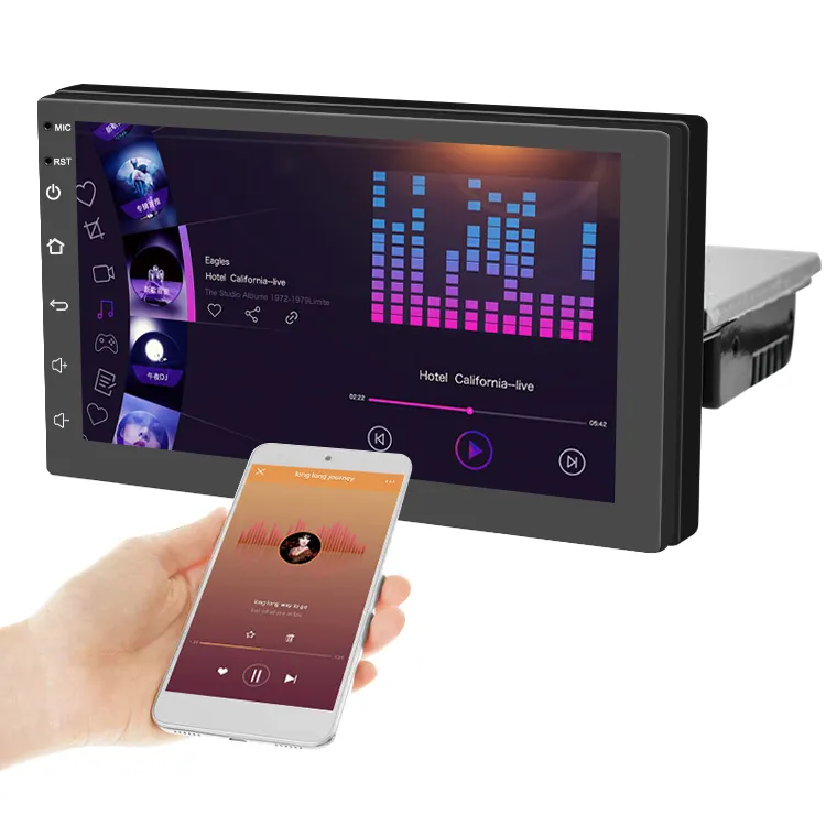 Player Mobil Bluetooth 1 Din 7 Inci, Monitor Mobil Multifungsi Pemutar Mp3 Stereo Mobil