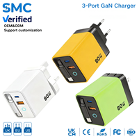 Chargeur mural rapide GaN 80W avec câble rétractable, adaptateur PD PPS pour téléphone et ordinateur portable, vente en gros, personnalisation des couleurs OEM