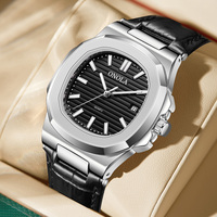 Jam Tangan Pria ONOLA 3852 Mewah Kasual Quartz Alloy Charm dengan Tali Kulit, Logo Custom, Kaca Dial, dan Penunjuk Waktu