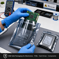 Sac de protection ESD, film laminé antistatique, carbone noir conducteur, composant semi-conducteur pour PCB, rouleau d'expédition, vente en gros, en vrac