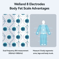 Báscula Inteligente Welland para Medir Grasa Corporal, Ocho Electrodos, Conexión Bluetooth, Prueba de Salud con Frecuencia Cardíaca Electrónica