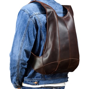 <span class=keywords><strong>Mochila</strong></span> de cuero genuino Crazy Horse Skin Casual Student Schoolbag Zipper Crazy Horse <span class=keywords><strong>Mochila</strong></span> de viaje de cuero de vaca para hombres - Product Image 2
