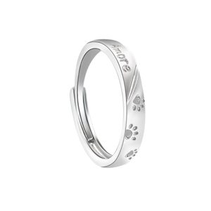 Anelli di Coppia Regolabili in Rame con Zampa di Cane e Scritta Amore, Anelli Statement per Uomo e Donna - Product Image 5