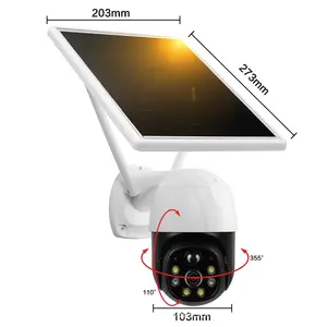 V380 kamera pengawas CCTV nirkabel, kamera keamanan luar ruangan tenaga surya 4G dengan dukungan kartu Sim 4G