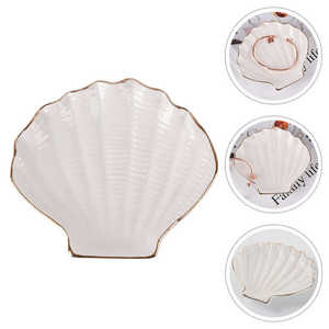 <strong>Jewelry</strong> Dish Shell Seashell Tray Trinket Stud Ear Holder Plate Earring Organizer Necklace Showing <strong>Ceramic</strong> <strong>Box</strong> Jewel Sea Ring - Product Image 3