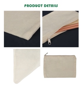 White Canvas Zip Cosmetic Bag Skincare Cosmetic Jewellery <strong>Pouch</strong> Canvas Zip Cosmetic Bag - Product Image 2