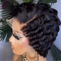 Nouveau Produit Cheveux Humains Perruques Frontales Bouclées Prêtes à l'Expédition pour Coupe Pixie