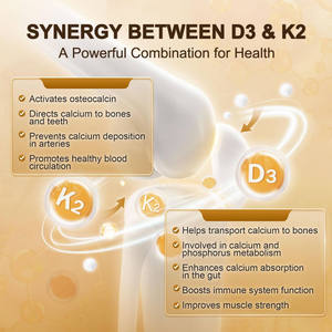 OEM Private Label Vitamine <span class=keywords><strong>D3</strong></span> en K2 <span class=keywords><strong>10000</strong></span> IE Volwassenen Immuunondersteuning & Verbeterde Botdichtheid Calcium Magnesium Zink 120 Capsules - Product Image 4