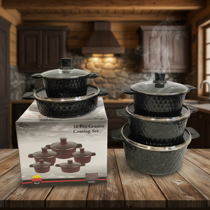 Ensemble de 10 ustensiles de cuisine en granit antiadhésifs, casseroles et poêles en métal, marmite composite pour cuisson à gaz à domicile - Product Image 4
