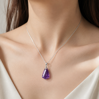 Collier pendentif en cristal d'améthyste naturelle à facettes, bijoux en pierres précieuses violettes pour femmes