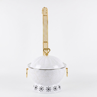 Chauffe-plat de buffet en acier inoxydable à motif marbre blanc avec couvercle suspendu pour mariage