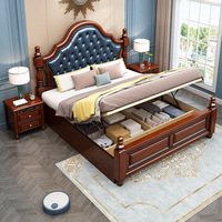 Camas de Madera Estilo Europeo al por Mayor, Camas de Lujo, Juegos de Muebles para Dormitorio, Juego de Muebles para Dormitorio King Size, Juego de Muebles para Dormitorio Matrimonial Americano