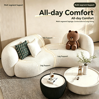 Chaise Longue Moderna Curva sin Brazos en Color Crema, Mueble Decorativo de Espuma de Alta Densidad para Sala de Estar o Vestíbulo de Hotel
