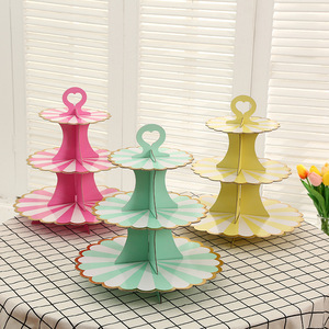 Piatti da Dessert a 3 livelli Mini torte espositore per caramelle alla frutta torre vassoio per biscotti supporto per Buffet di caramelle supporto per Cupcake in cartone - Product Image 2