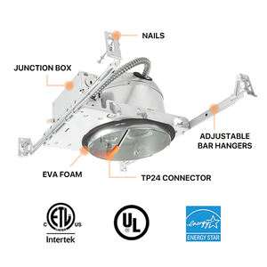 Moderna Luminaria LED Empotrable Hermética con Clasificación IC de 4\" y 6\", Carcasa Empotrada para Nueva Construcción, para Uso en Interiores - Product Image 5