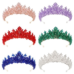 Tocado de Novia Barroco Elegante Europeo Americano <span class=keywords><strong>para</strong></span> Concurso de Belleza, Corona de Aniversario de Boda de Alta Calidad con Cristales de Zirconia - Product Image 1