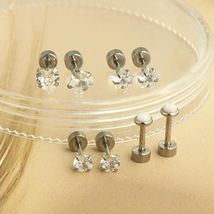 4 Pairs Flat Back Stud <strong>Earrings</strong> for Women <strong>Men</strong> 20G Stainless Steel Cz Stud Set <strong>Sleeper</strong> Cartilage <strong>Earrings</strong> Jewelry Tragus Piercing - Product Image 4