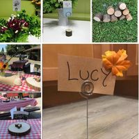 Porte-cartes de table de mariage en bois véritable avec fil et carte kraft pour numéros de table, décorations de fête, notes et photos