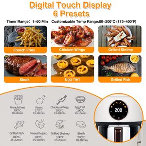 Automático 6L Preto Air Fryer Distribuidor Multifuncional Non-Stick 5 em 1 Forno De Vidro Non-stick Air Fryer - Product Image 4