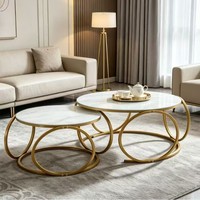 Table basse en marbre de style nordique minimaliste avec rangement, design moderne pour petits appartements, salons, chambres, balcons - Divers
