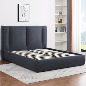 fabric upholstered modern wooden bunk luxury <b>queen</b> ottoman full king <b>size</b> double <b>beds</b> <b>frame</b> with storage box 180x200 - Product Image 3