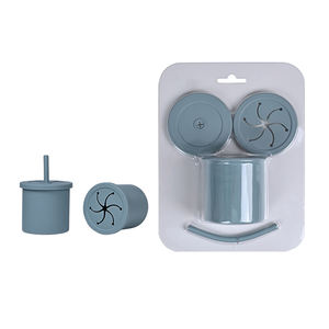 Großhandel individuelles Logo lebensmittel-klasse BPA-frei kinder fütterung becher baby wasser-becher 2 in 1 mit snack-deckel weiche silikon-wasserflasche - Product Image 2