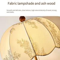 Lampe sur pied vintage avec abat-jour en tissu, corps en bois de frêne massif et en fer forgé, E14, 3 lumières, pour salon, chambre, hôtel