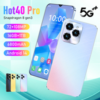 Teléfono Inteligente para Juegos 40 Pro con Diseño Innovador, 5G, 16GB+1TB de Almacenamiento, Pantalla HD Grande de 6.8 Pulgadas, Deca Core, 6800mAh, Desbloqueo Facial