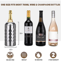 Refroidisseur de bouteille de vin et de champagne portable Travel Original 750 ml, manchon isolant sous vide à double paroi en acier inoxydable
