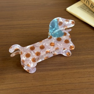 Pince à cheveux en acétate style coréen, motif chiot de dessin animé, douce et adorable, à pois, accessoire capillaire coloré et exquis, petite barrette - Product Image 2