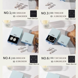 Lot de boîtes d'emballage carrées bleues texturées pour bijoux avec éponge pour bagues, boucles d'oreilles, bracelets et colliers - Product Image 6