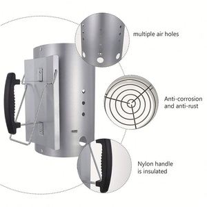 Kit d'outils de barbecue robustes en acier inoxydable 2 pièces pour allumeur rapide de charbon de bois en seau - Product Image 3