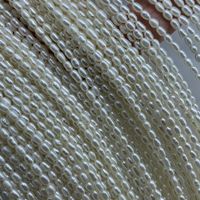 Perles de culture d'eau douce Keshi naturelles en gros Edwin Pearl, blanc brillant, forme riz 2,5-3 mm, semi-finies, en vrac pour la bijouterie