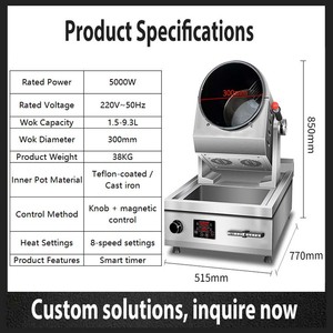 Robot de cuisine commercial de luxe en acier inoxydable, machine à faire sauter automatiquement 5000W pour hôtels <span class=keywords><strong>5</strong></span> étoiles, Dubaï, Moyen-Orient, restauration - Product Image 6