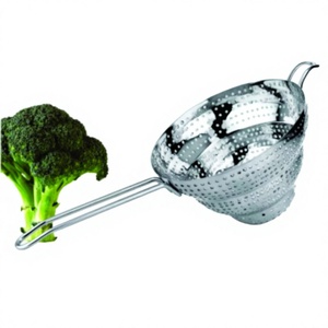 Passoire à légumes et fruits en acier inoxydable, écologique, à poignée unique, pour usage familial courant, avec support - Product Image 1