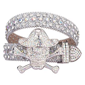 <span class=keywords><strong>Ceinture</strong></span> unisexe vintage style punk avec strass et boucle en alliage de <span class=keywords><strong>pirate</strong></span>, sangle en cuir PU, largeur 3,8 cm, longueur 120 cm, pour hommes et femmes - Product Image 2