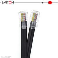 Cable de Extensión Telefónica Modular Recto de 7 Pies, 4 Conectores RJ9 4P4C, Plateado y Cobre, para Interiores