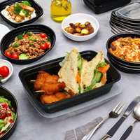 Boîtes à lunch rectangulaires en plastique jetables avec couvercles de rangement réutilisables pour l'emballage de plats à emporter