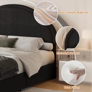 Meubles <span class=keywords><strong>de</strong></span> chambre à coucher modernes, taille Queen/King, cadre <span class=keywords><strong>de</strong></span> <span class=keywords><strong>lit</strong></span> en <span class=keywords><strong>bois</strong></span> rembourré en bouclette avec mousse haute densité et tête <span class=keywords><strong>de</strong></span> <span class=keywords><strong>lit</strong></span>, taille double - Product Image 4