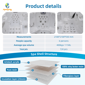 Luxury 6 Person Outdoor Hot Tub Spa with Aristech Acrylic <strong>Shell</strong> Balboa System Jacuzzier Tubs with Ozonator for Clean Water - Product Image 3