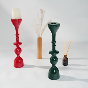 Artisan Glossy Lacquer Candlestick, Modern Elegant Taper Candle Holder Stand for Living Room Shelf Mantel Decor - Product Image 6