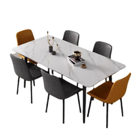 Table de salle à manger en marbre, résistante à la chaleur, rectangulaire, moderne, de luxe, bon marché
