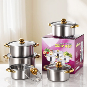 Juego de Ollas y Sartenes de Acero Inoxidable de 10 Piezas de la Marca Yuedisi, Sartén con Tapa, Juego de Utensilios de <span class=keywords><strong>Cocina</strong></span> para el Hogar - Product Image 1