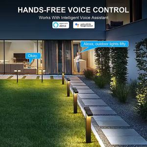 Lámpara LED Inteligente de Doble Cabezal para Jardín, Paisaje y Caminos, de Aluminio, con Control por Aplicación RGB, para Exteriores - Product Image 4