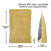 Sacs en papier kraft en gros, sacs refermables, fenêtre avant transparente brillante, pochettes d'emballage, sac pour noix, café, grains, riz