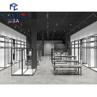 Présentoir métallique lumineux à LED personnalisé, écologique, pour magasin de vêtements, design simple noir, pour rendu 3D, montage facile